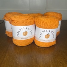 Lot of 5 Peaches  Creme Original Bright Orange 100 Cotton Yarn 120 YDS