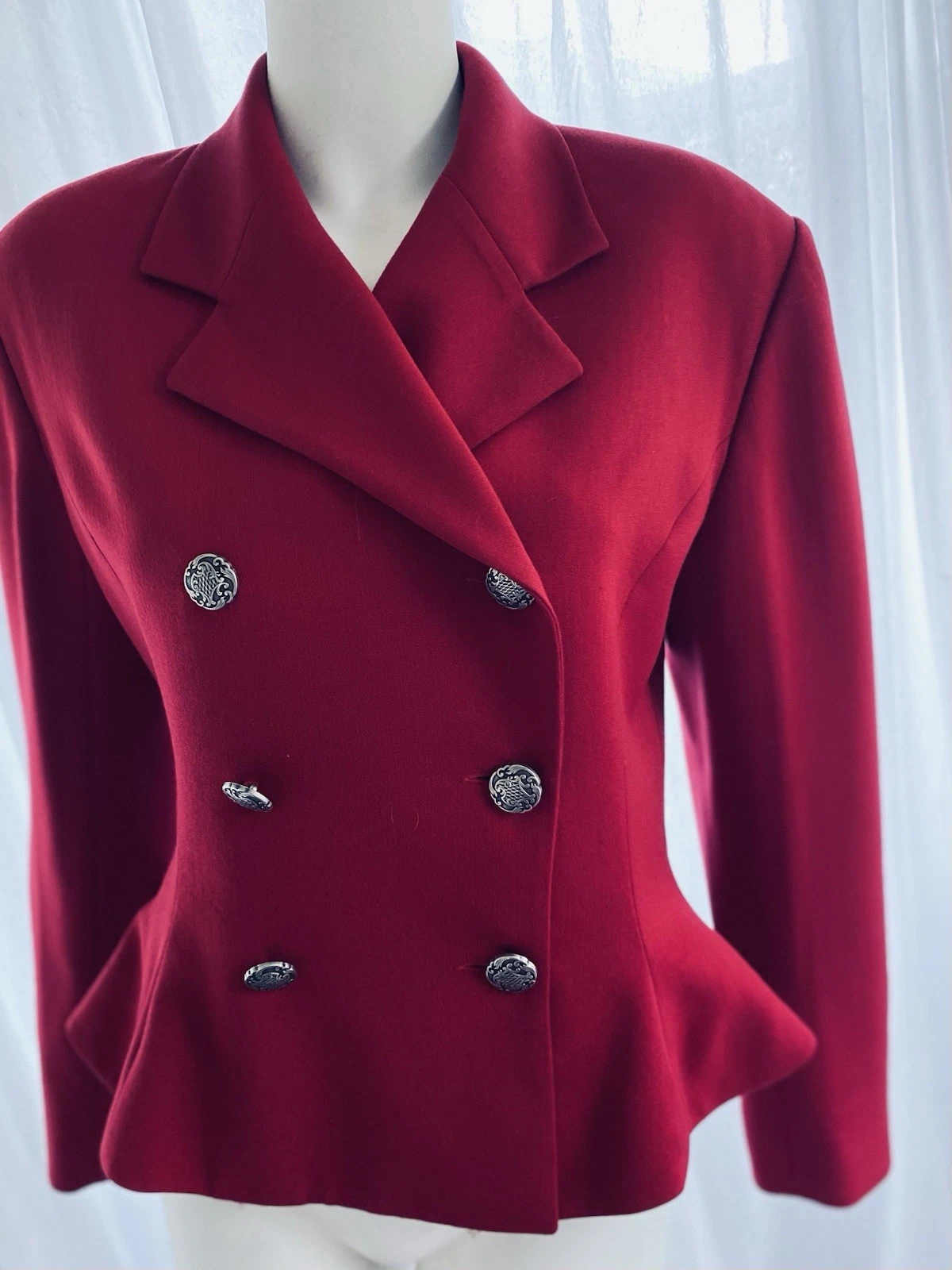 Chloe — Chloe A/W 1990 Vintage Red Runway Jacket  Coat Martine Sitbon Silver Buttons