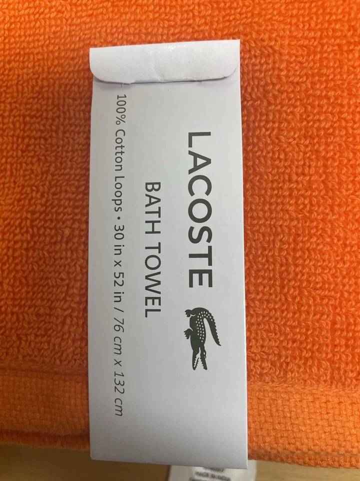 Toalla de baño Lacoste 100 % algodón naranja 30"x52" logotipo cocodrilo nueva con etiquetas. Toalla Gator. Foto 2 de 4