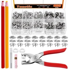 407Pcs (100 Sets) Snaps Buttons with Fastener Pliers Press Tool Kit, 9.5mm Si...