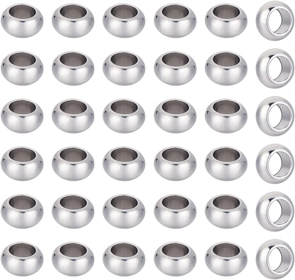 Unicraftale 10Mm Rondelle Spacer Perlen 60Pcs Edelstahl Lose Perlen 6Mm Loch Spa-image