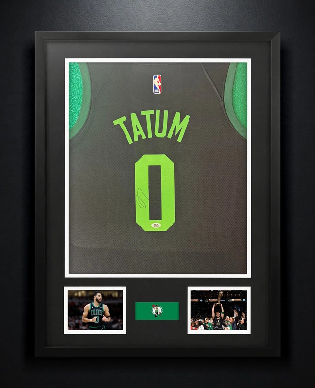 Jayson Tatum Signed Boston Celtics Nike Jersey Framed PSA COA Auto Display