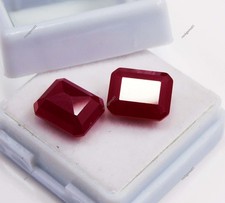 Natural CERTIFIED Red Ruby Mozambique 10.55 Ct Emerald Cut Loose Gemstone Pair