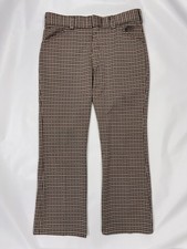 Vintage 70s Houndstooth Men s Pants-100 Polyester Size 34 Boho Hippie Nice