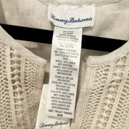 Abito copricostume TOMMY BAHAMA Santa Lucia misto lino scollo spacco in twill taglia M nuovo con etichette - Foto 9 di 9