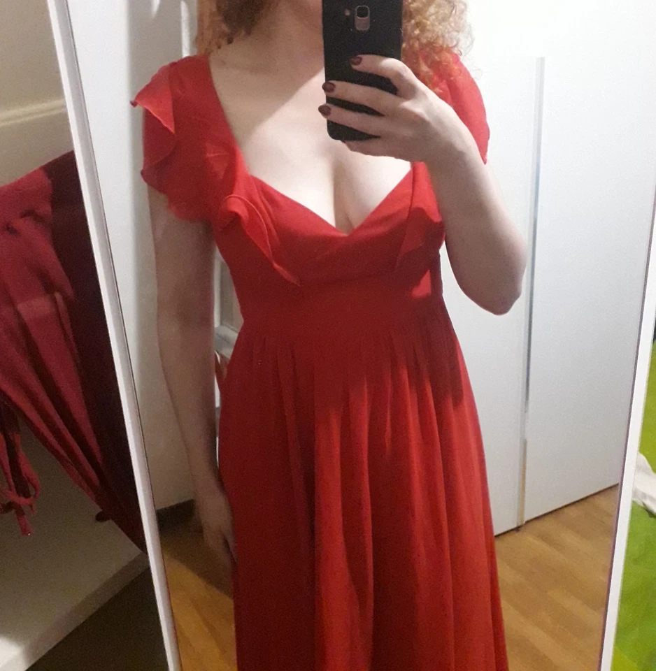 MOTIVI abito lungo rosso t. 40/42 vestito elegante cerimonia matrimonio donna - Immagine 3 di 4