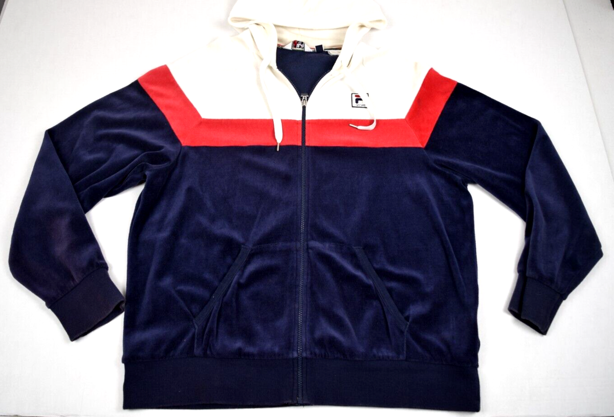 Vintage Fila Track Sporting Jacket Size L 80s Navy White Red