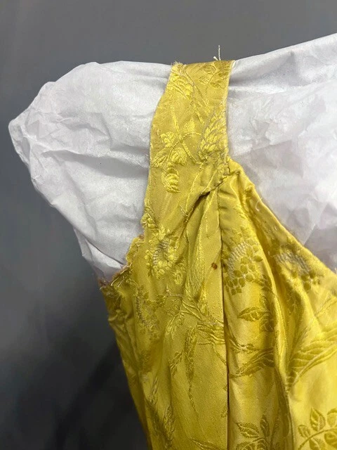 #25-62, 1880's Canary Yellow Silk Damask Bustle Gown Bodice - Image 4 of 4