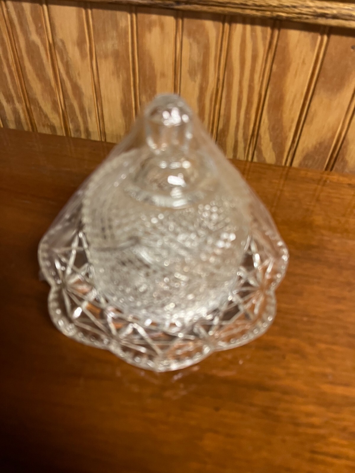 Vintage Avon Fostoria Clear Cut Glass Round Dome Covered Butter Dish