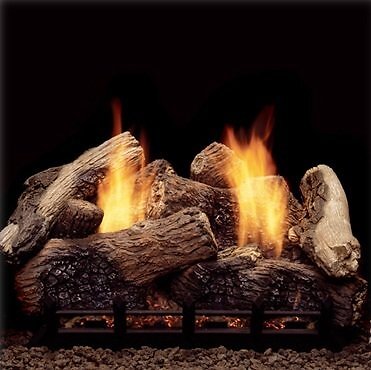 Monessen 18'' Berkley Oak Ventless Gas Logs w Remote Ready Natural Blaze Burner