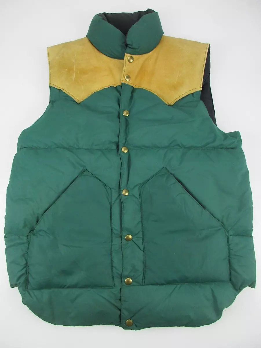 Mens 42 Rocky Mountain Featherbed down green leather vest | eBay