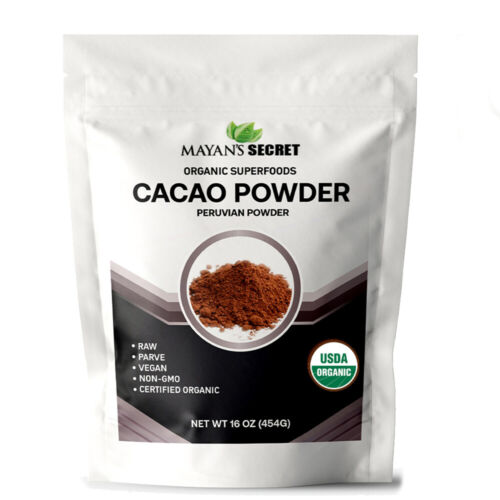 1 lb (16 oz) poudre de cacao cru biologique USDA, 100 % pur, TOUT NATUREL, TOUJOURS FRAIS - Photo 1/5