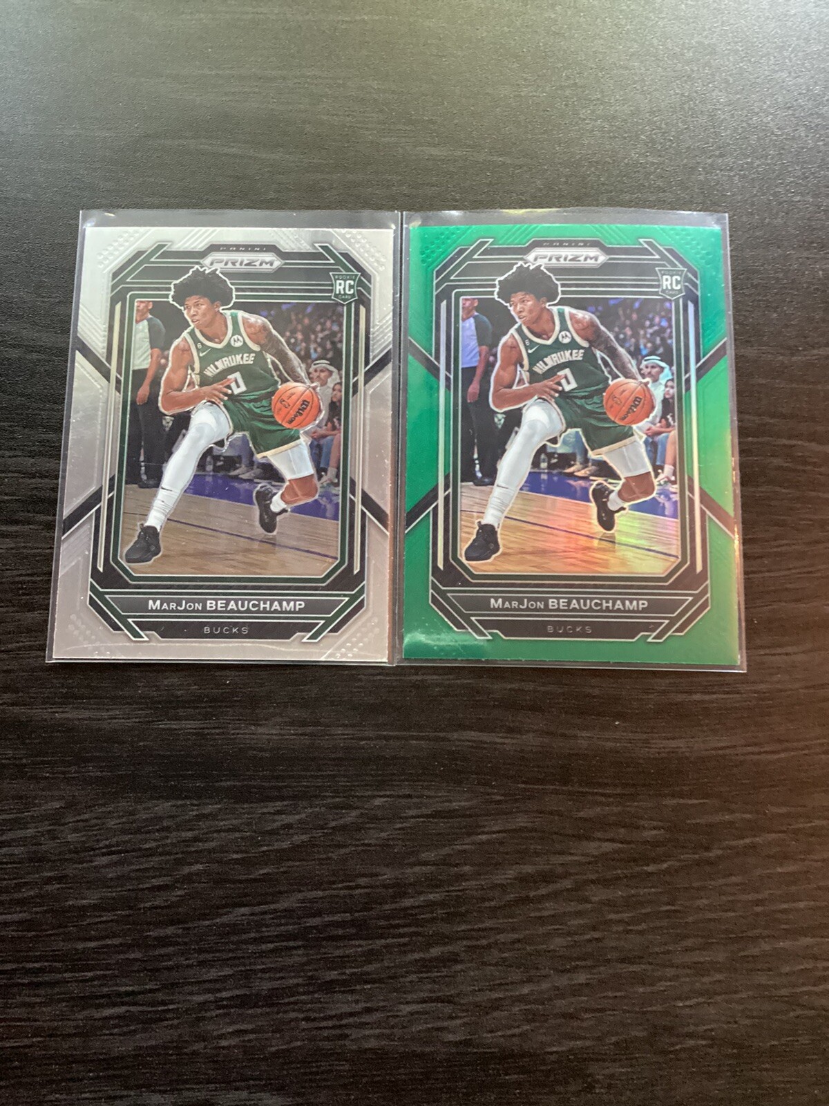MarJon Beauchamp 2022-23 Prizm Basketball Base & Green Prizm RC #268 Bucks