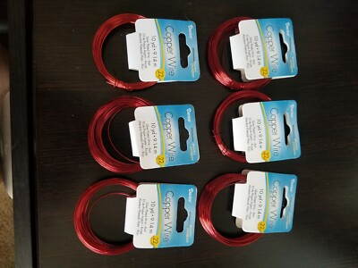 Darice Jewelry Copper Wire Color Red 22 guage 10 yds. 6 pack
