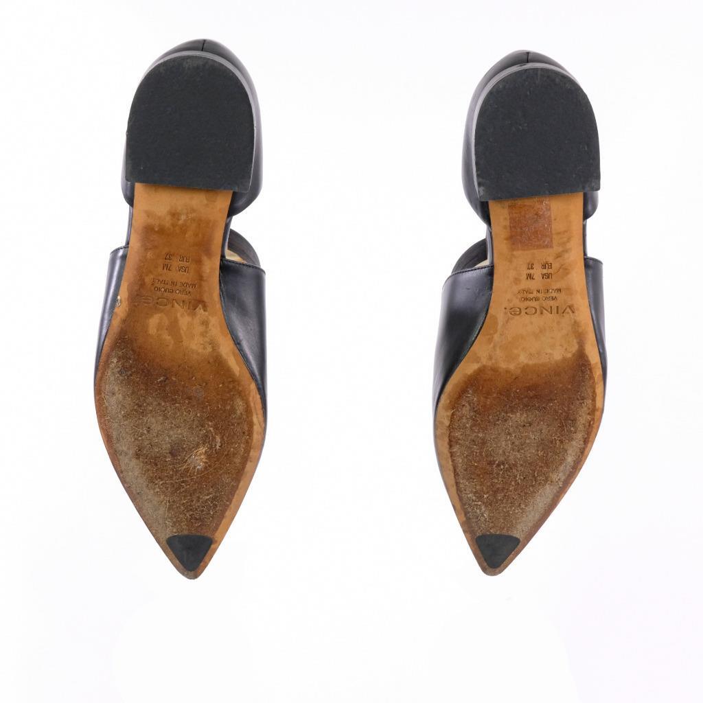 VINCE Flats D'Orsay Pointed Toe Sz. 7 M Black Leather ITALY Pointy
