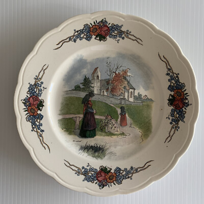 Vintage French Plate France H Loux Obernai Fainceries Sarreguemines Signed 8''