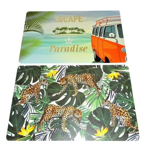 4 x Tischset Platzset Untersetzer Kunststoff Sommer VW Bus bunt 43 x 28 cm