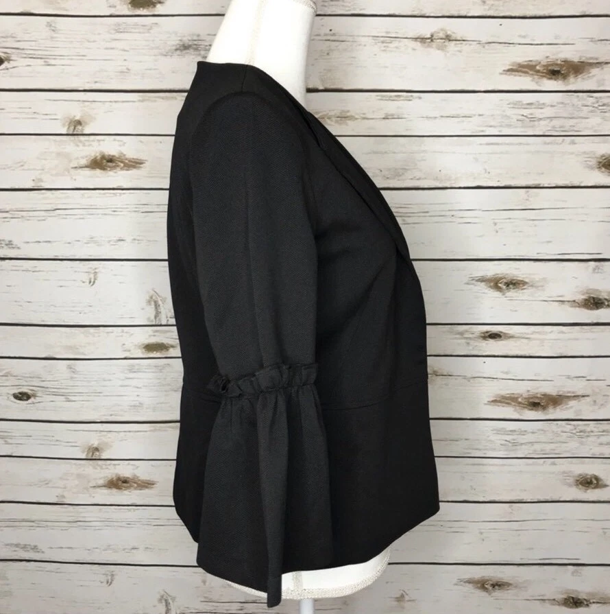 Chaqueta estilo blazer de frente abierto negra suave manga campana ASDS 3/4 para mujer talla M Foto 3 de 4