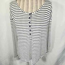 Splendid White & Black Striped Tab Sleeve 100% Modal Top Size Medium Made in USA