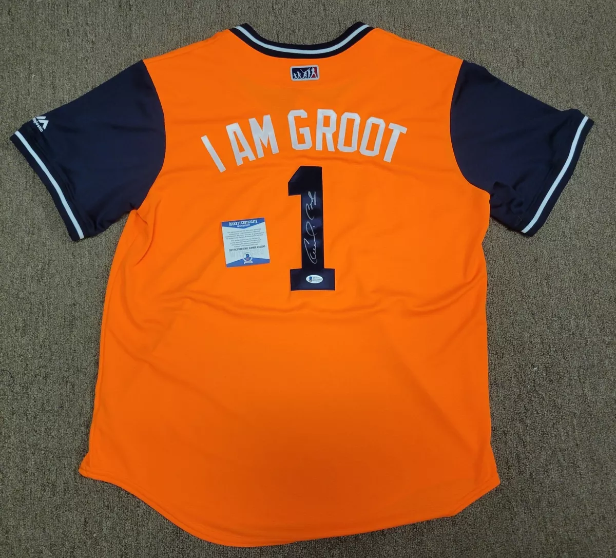 Carlos Correa Signed Astros Player Weekend L Majestic Jersey I AM GROOT Beckett