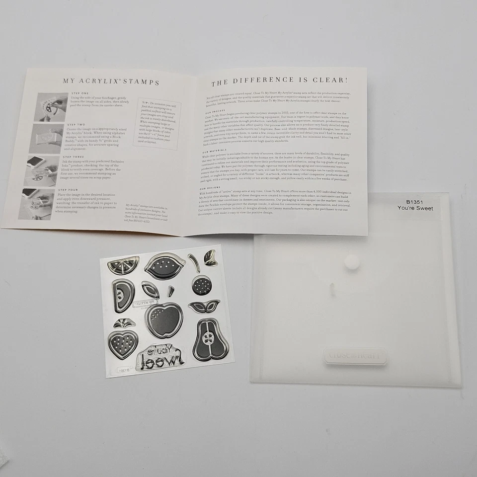 Conjunto de selos acrílicos Close to My Heart My Acrylix B1351 You're Sweet CTMH EUC - Imagem 4 de 4