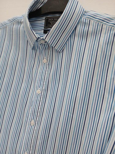 Jack Reid 17" Collar Blue Stripe Cotton Rich button up Long Sleeve Shirt P2P 24" - Picture 4 of 20