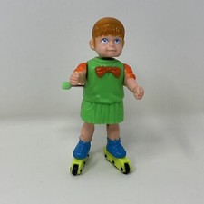 Vintage 1990's Plastic Wind-up Figure Girl On Roller Blades Rare Works Nodder