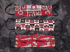 3) Ohio State University FACE MASK REUSABLE 3 Pleat Washable USA Made Reversible