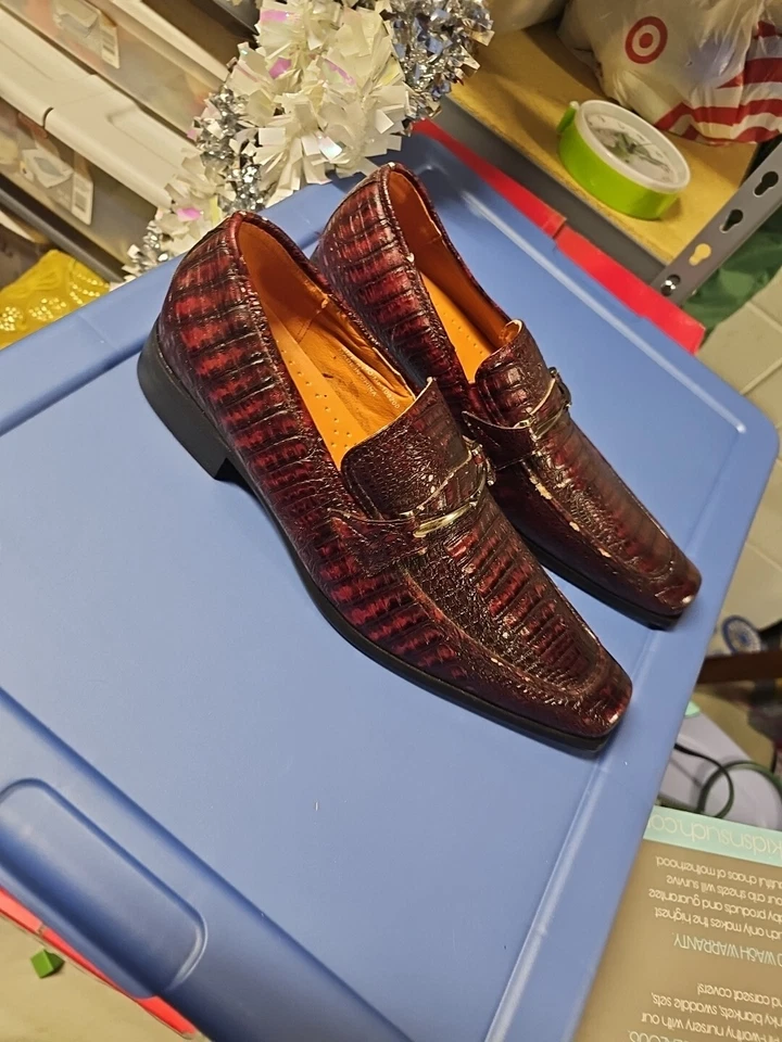 Zapatos de vestir clásicos formales Ferro Aldo de cuero de cocodrilo informales Mocasines para hombre 🔥 Foto 3 de 4