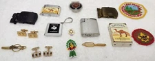 Vtg Junk Drawer Misc Items Lot Of Treasures, Jewelry, Lighters, Patches, & More