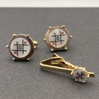 Vintage Tic Tac Toe Mother of Pearl by SHEILDS 5TH AVE. Cufflinks & Tie Clip Set — photo 2