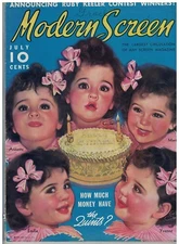 July 1936 issue of Modern Screnn Magazine Dionnes Quints Cover
