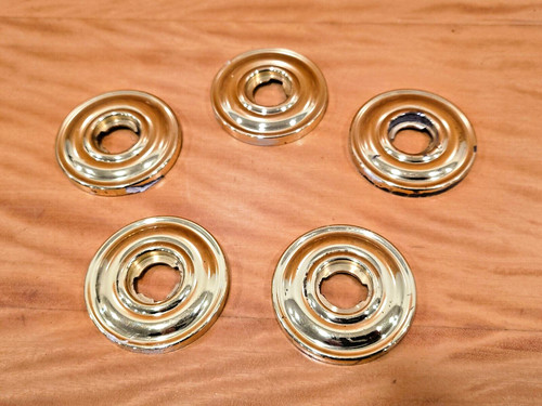Polished Brass Rosette Notch-Fit Set of 5 Vintage