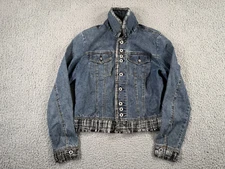 Vintage One Tuff Babe Denim Jacket Women's Size Large Blue Stretch OTB Button Up