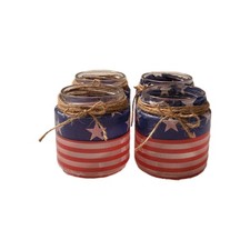 Tealight Candle Holder Set Of 4 Handmade 4th of July Decor Patriotic Indoor Use
