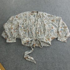 By Anthropologie Blouse Womens L Multicolor Paisley Kimono Tie Front Lightweight