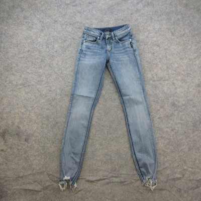 Silver Jeans Suki Skinny Women's W24 L31 Light Wash Distressed Stretch Jeans