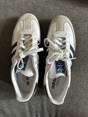 adidas Samba Low Top Leather Lace-Up Sneakers White/Black/Gum Rubber 
