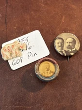 Lot of 3 Teddy Roosevelt Campaign Buttons Pins