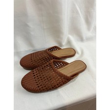Universal Thread Womens Woven Mules Cognac Brown Memory Foam Slip On Flats 8.5