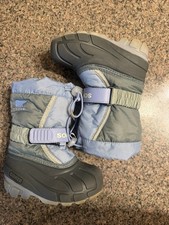 Sz 8 Sorel Flurry Girl Winter Snow Boots Insulated Felt Liner Waterproof Gray
