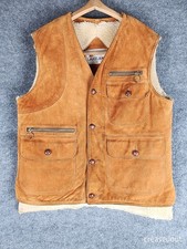 Lakeland Suede Leather Sherpa Lined Vest Talon Eyelet Pull Zippers Mens Sz 42