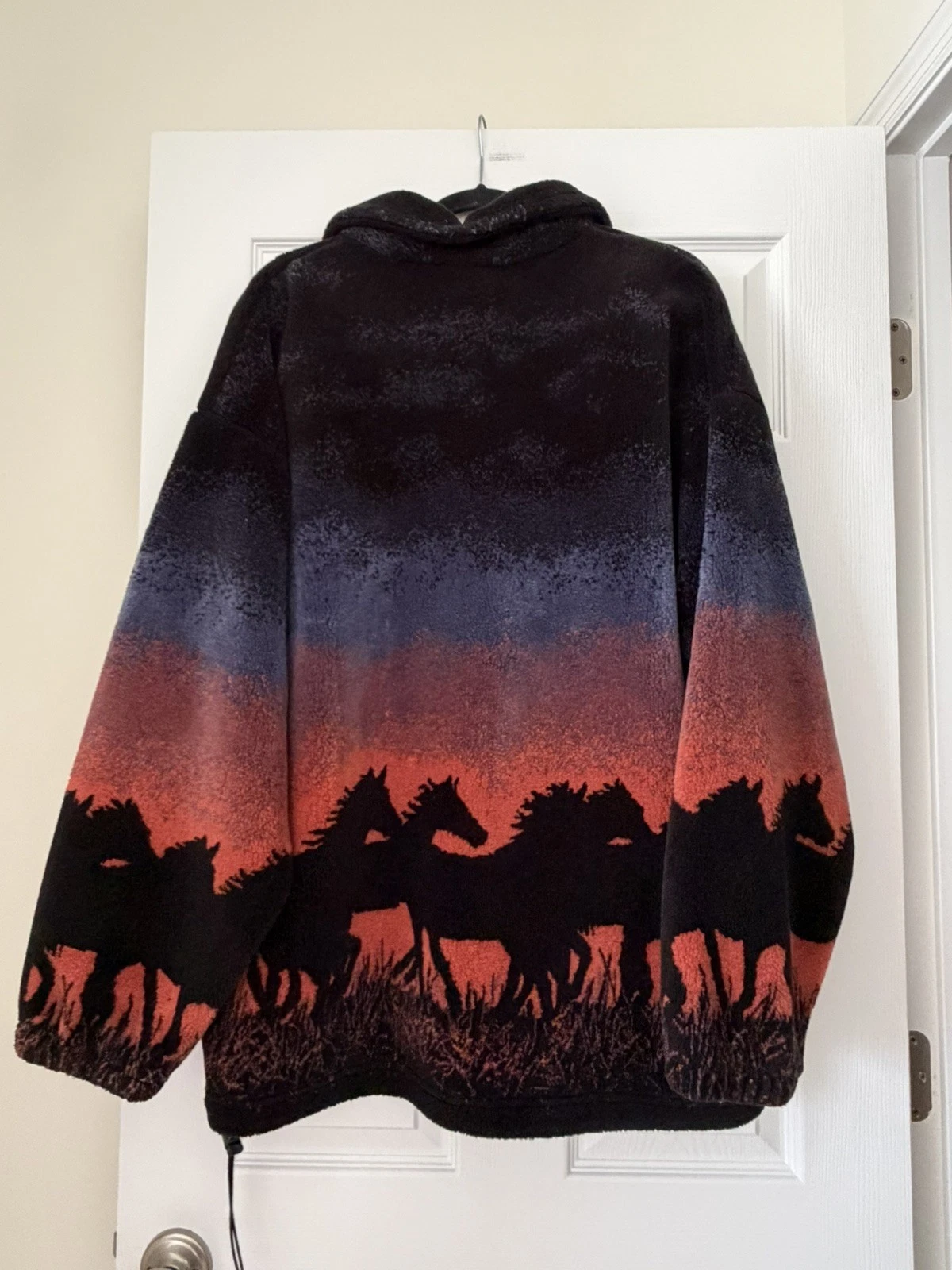 Vintage Mazmania 1990s Fleece quarter zip Wild Horses USA All Over Print Size 2X - product detail image 4