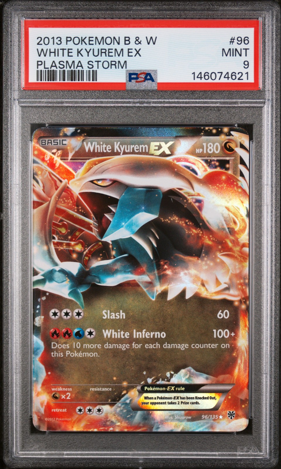 2013 POKEMON BLACK & WHITE PLASMA STORM #96 WHITE KYUREM EX PSA 9