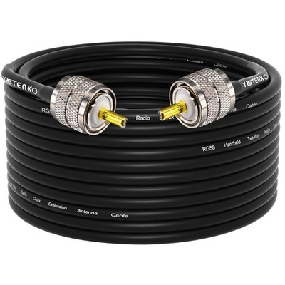 CB Coax Cable,RG58 Coaxial 49.2ft,UHF PL259 Male to 50 Ohm Low Loss for HF VHF