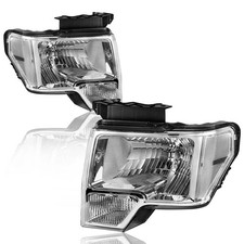 Headlight Assembly for 2009 2014 Ford F150 Chrome Housing Clear Reflector
