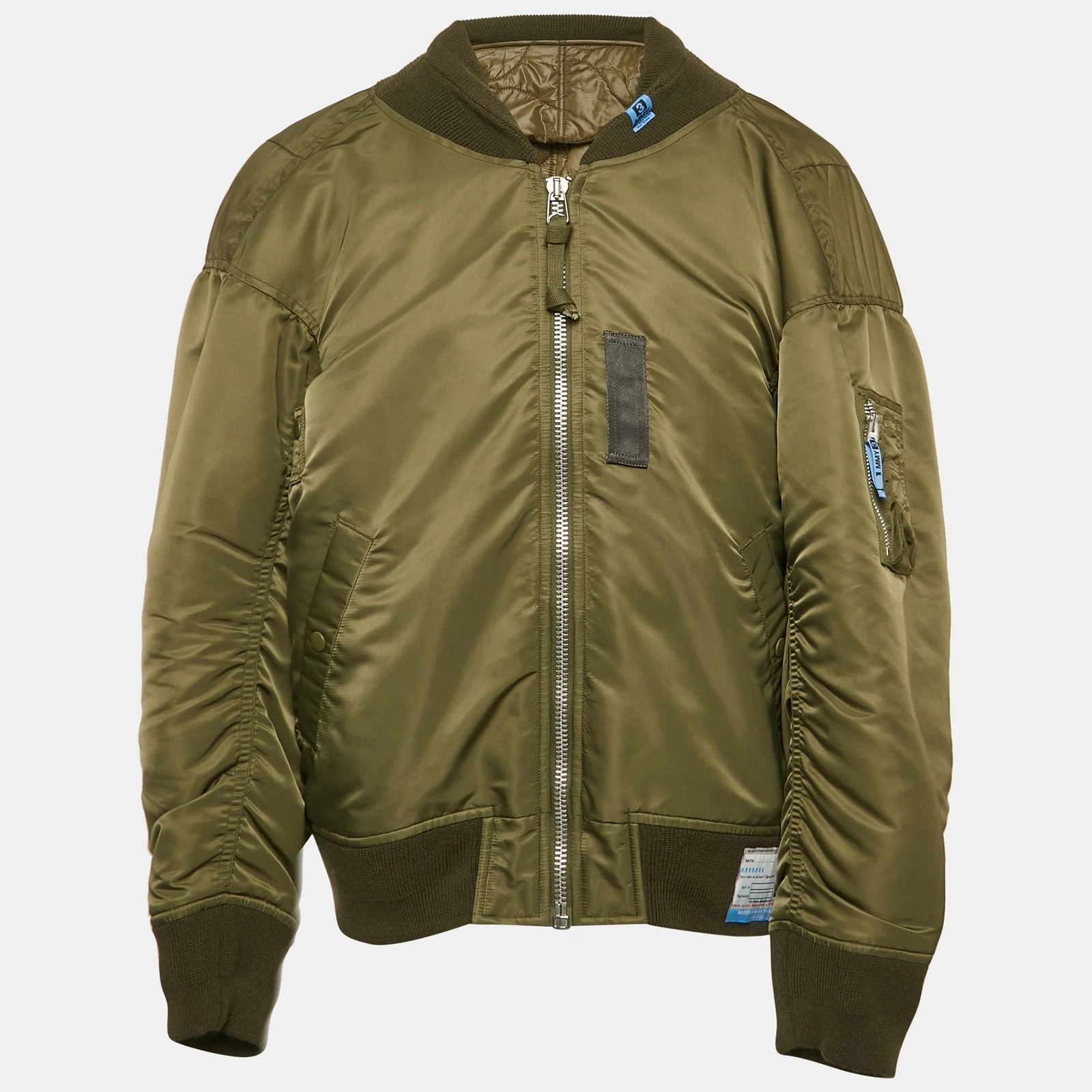 Giacca Bomber Maison Mihara Yasuhiro Verde Cachi Nylon Imbottita Zip M