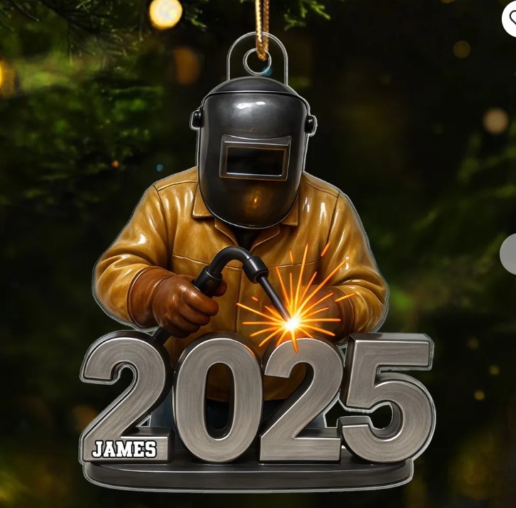 3D Effect Welder Working 2025 - Personalized Acrylic Ornament - Gift For Welders