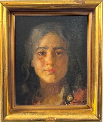 Hans Larwin (österreichisch 1873-1938): Eine Studie einer jungen Frau, Öl auf Karton