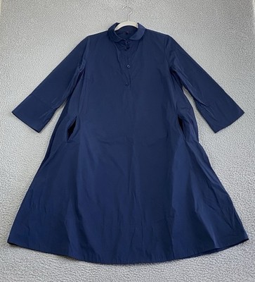 NEW Katharina Hovman $580 Italian Taffeta Knee Length Dress Size 6 Marine Purist
